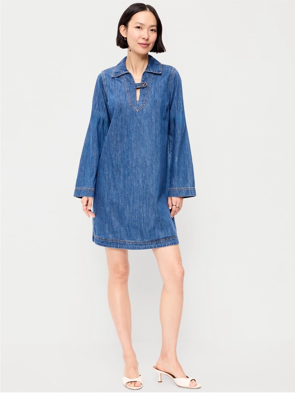 Denim Shift Dress - Blue